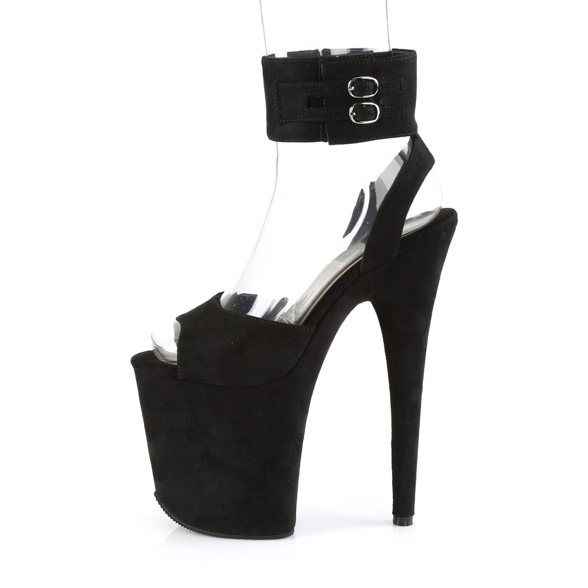 Pleaser Sandales pour femmes FLAMINGO-891 BLK FAUX SUDE / BLK FAUX SUDE