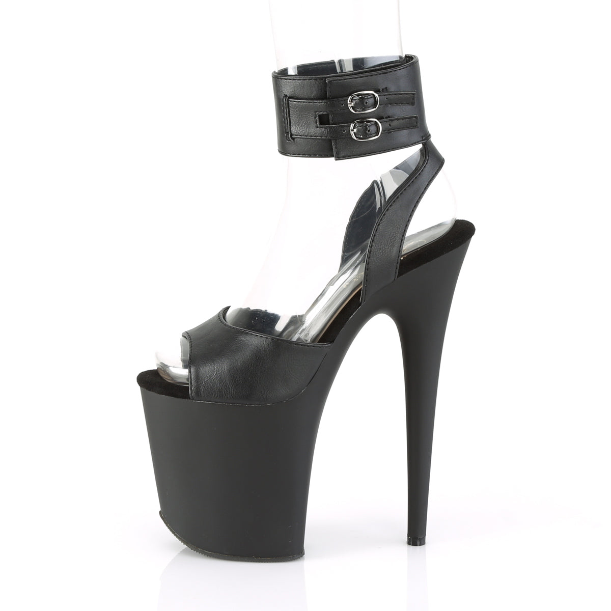 Pleaser Sandales pour femmes FLAMINGO-891 BLK FAUX CUIR / BLK MATTE