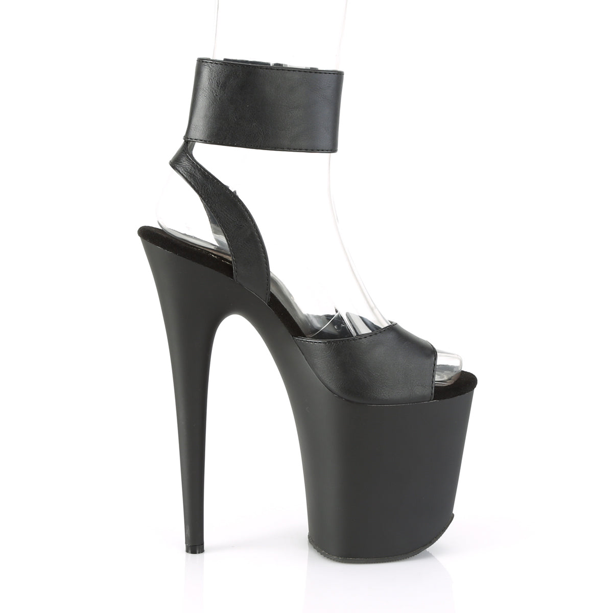 Pleaser Sandales pour femmes FLAMINGO-891 BLK FAUX CUIR / BLK MATTE