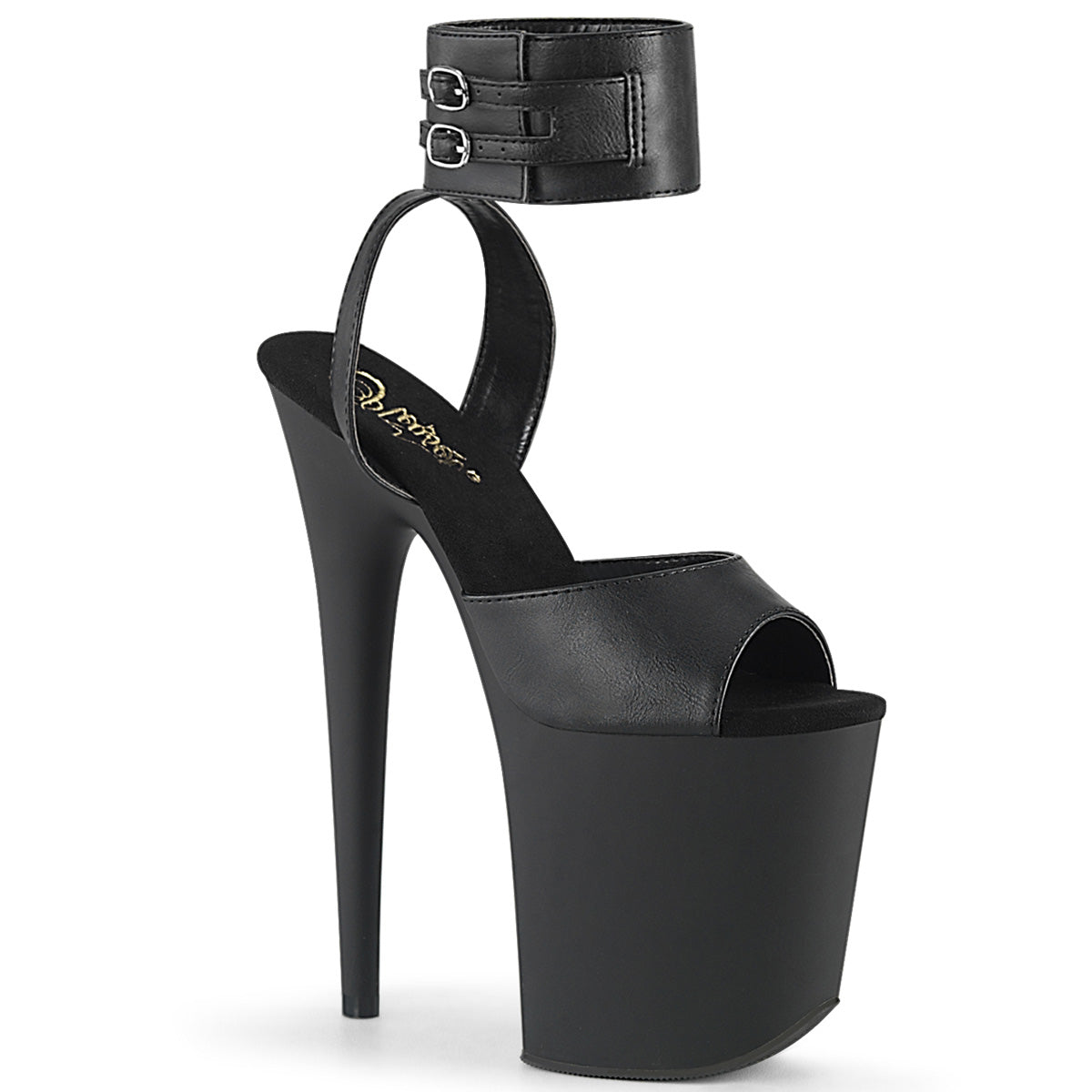 Pleaser Sandales pour femmes FLAMINGO-891 BLK FAUX CUIR / BLK MATTE