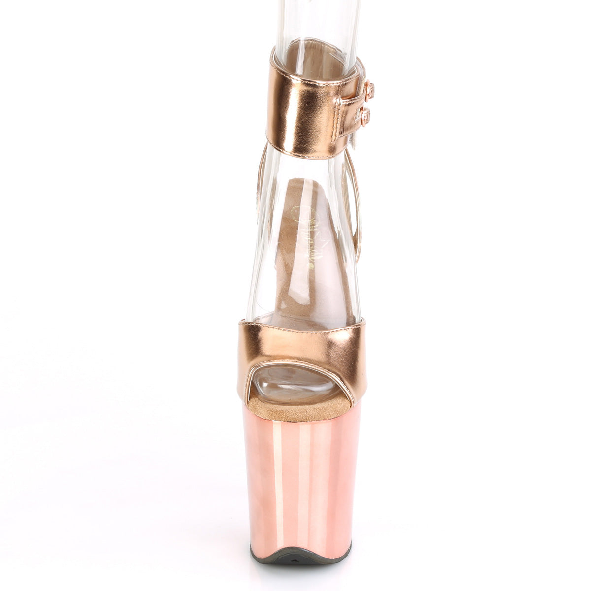 Pleaser Womens Sandals FLAMINGO-891 Rose Gold Metallic Pu/Rose Gold Chrome