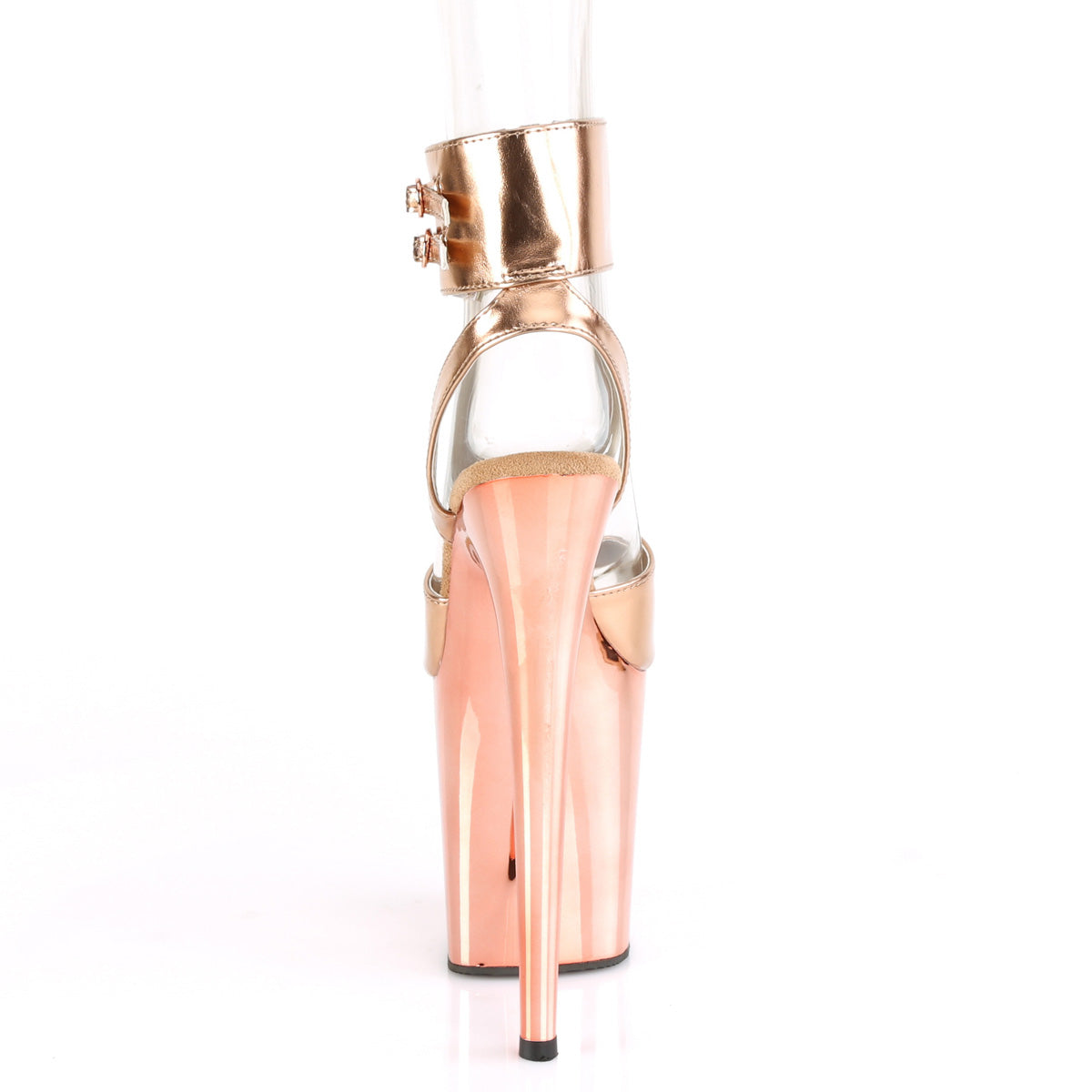 Pleaser Womens Sandals FLAMINGO-891 Rose Gold Metallic Pu/Rose Gold Chrome