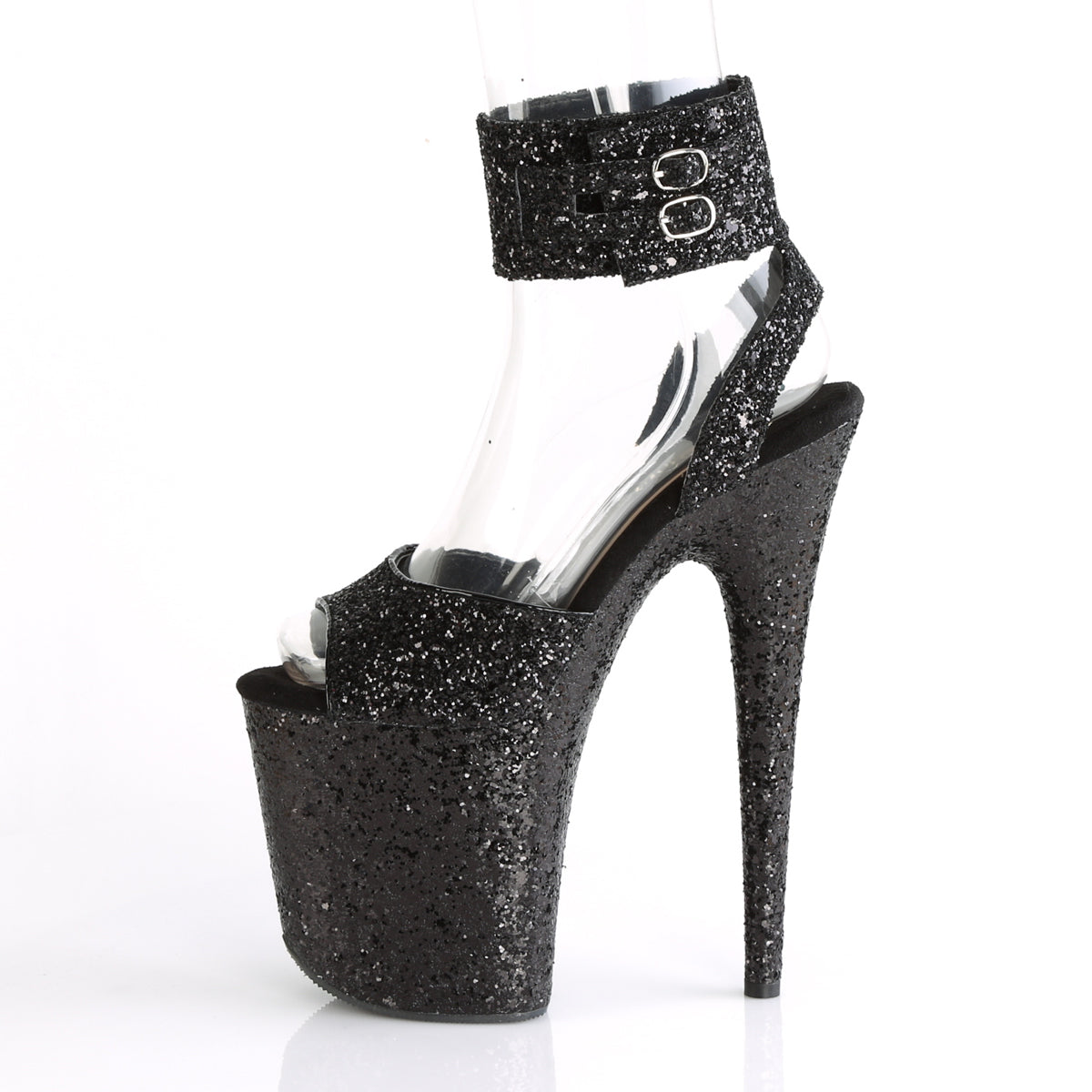 Pleaser Sandales pour femmes FLAMINGO-891LG BLK GLITTER / BLK GLITTER