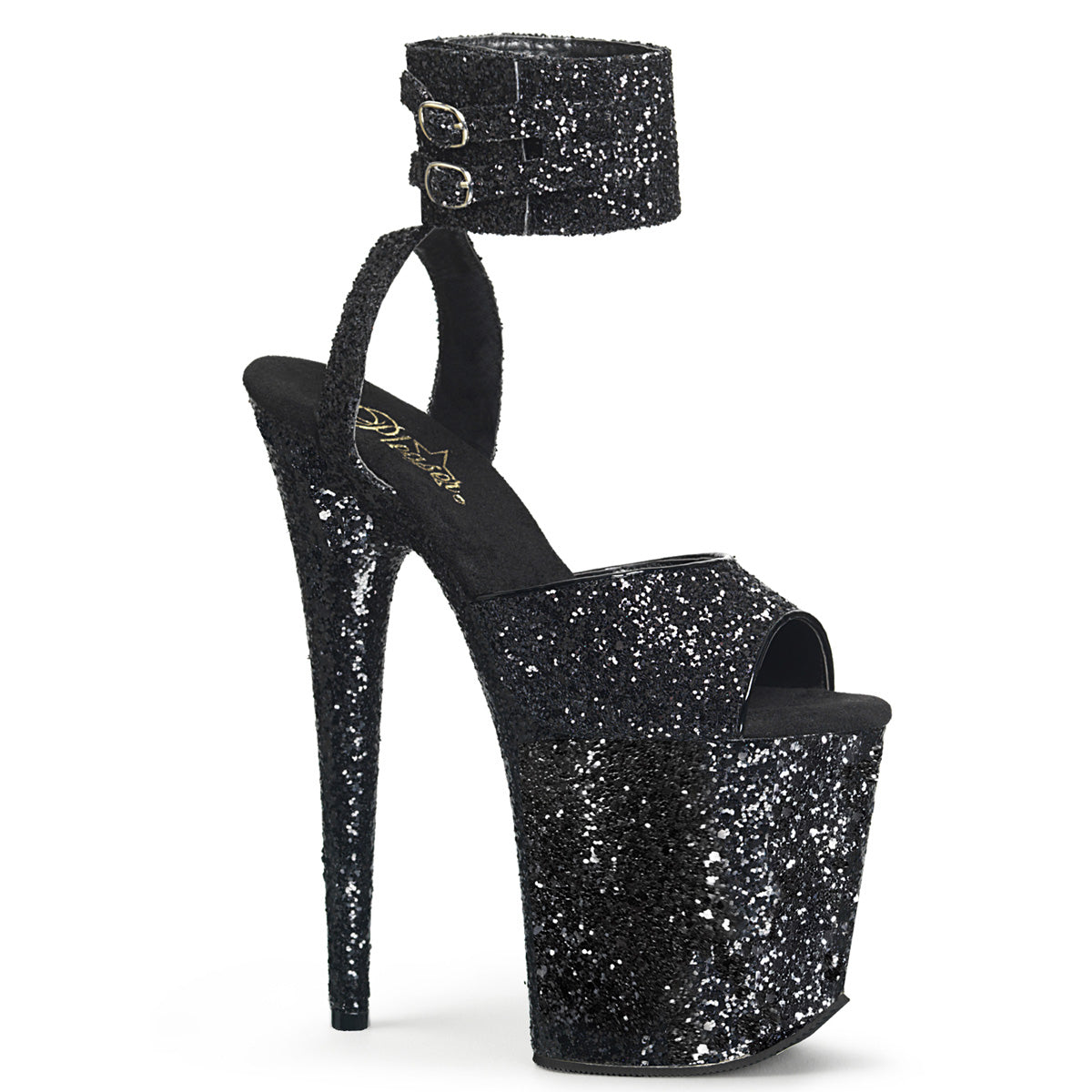 Pleaser Sandales pour femmes FLAMINGO-891LG BLK GLITTER / BLK GLITTER