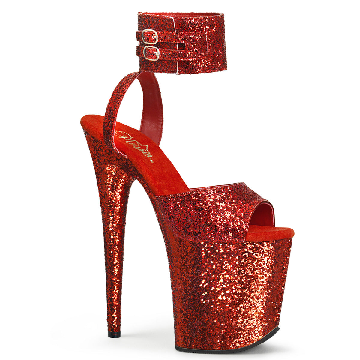 Pleaser Sandales pour femmes FLAMINGO-891LG Glitter rouge / Glitter rouge