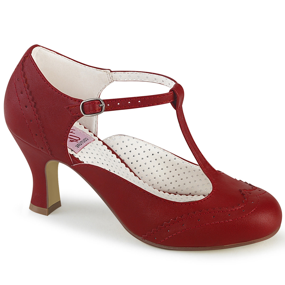 Pin Up Couture Pompes pour femmes FLAPPER-26 Cuir rouge rouge