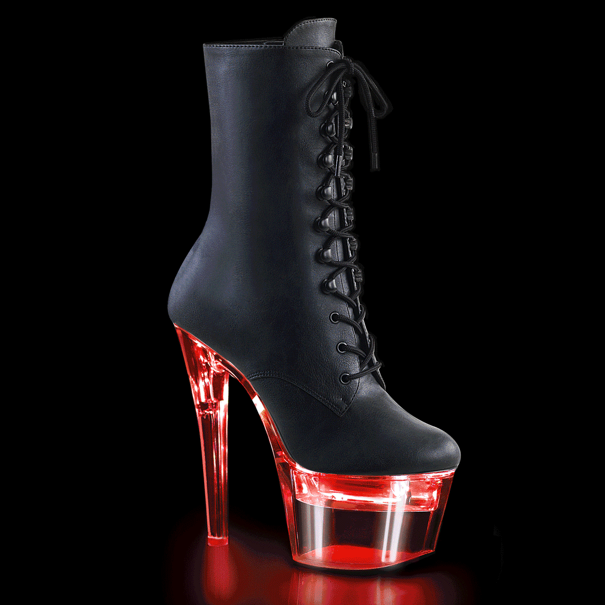 Pleaser Bottines pour femmes FLASHDANCE-1020-7 Blk Faux Cuir / CLR