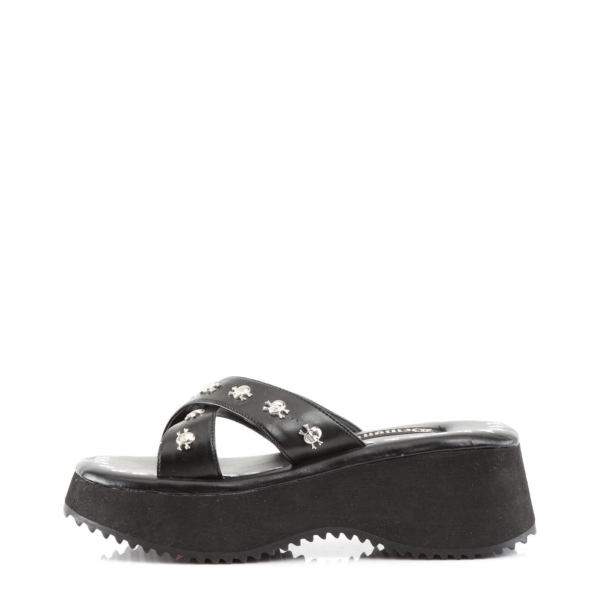 DemoniaCult Sandales féminines FLIP-05 Cuir végétalien BLK