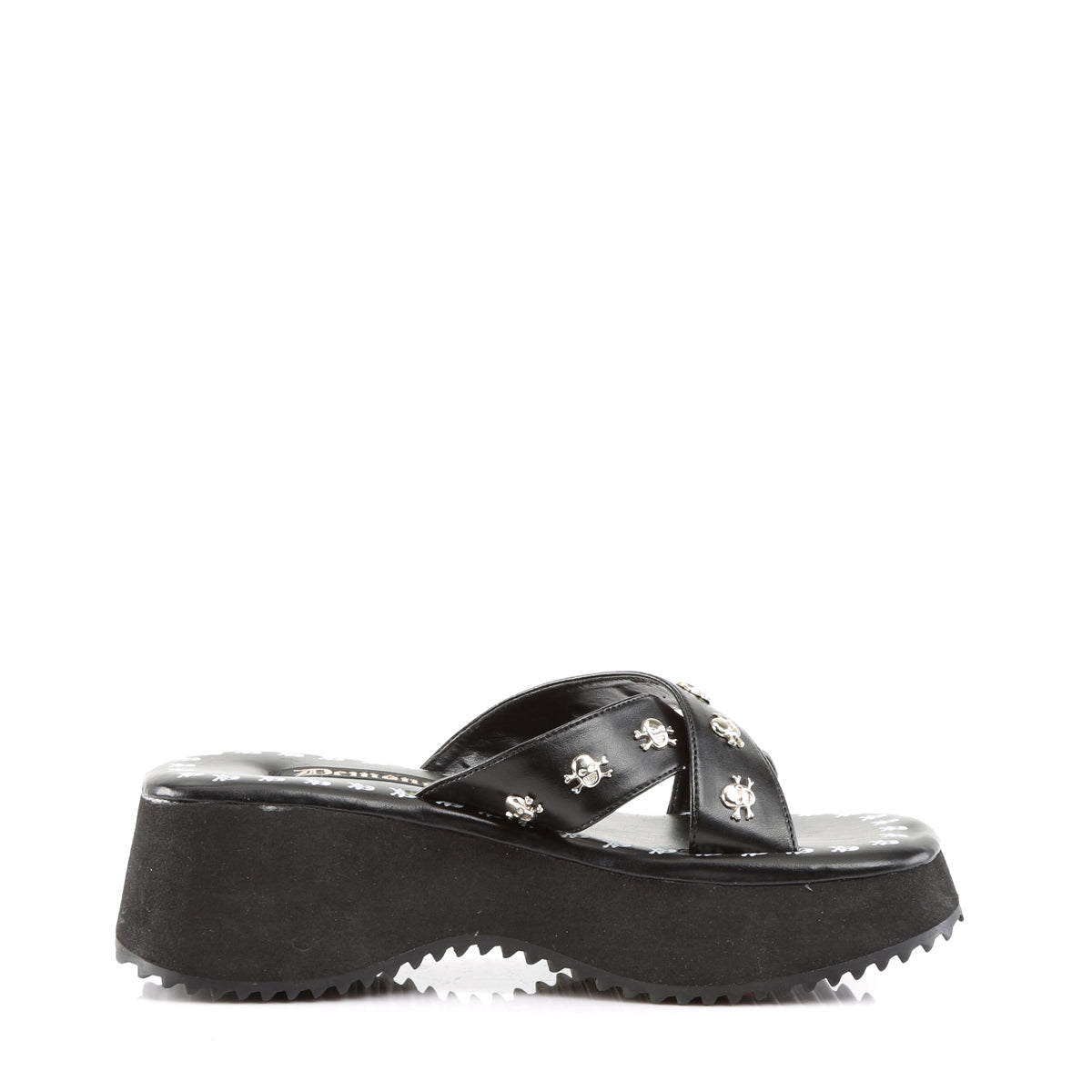 DemoniaCult Sandales féminines FLIP-05 Cuir végétalien BLK