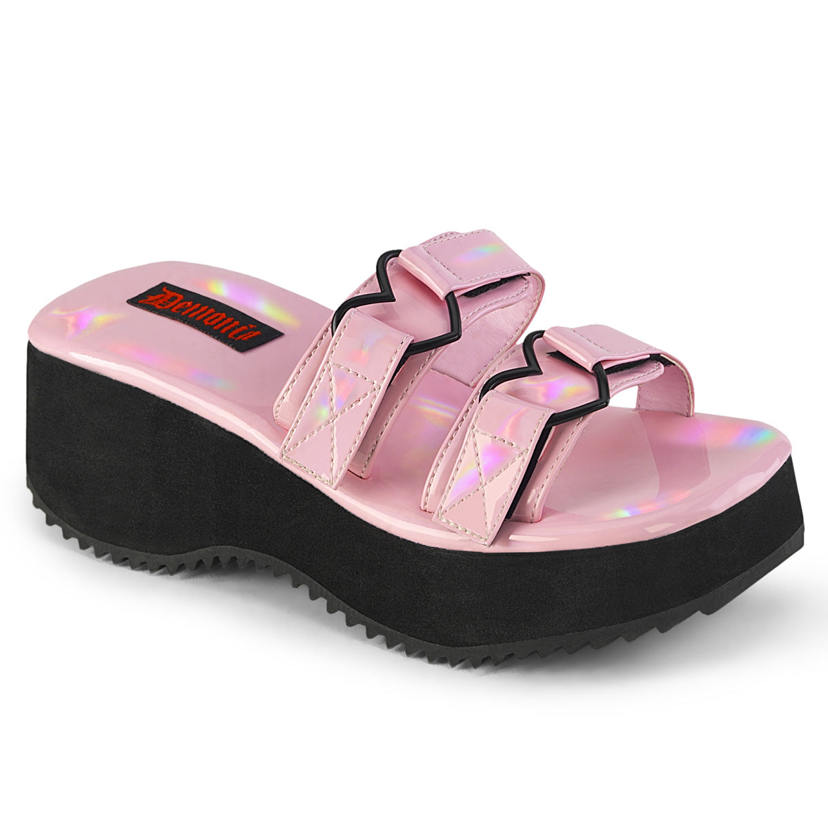DemoniaCult Des sandales FLIP-12 B. Holo rose Pat