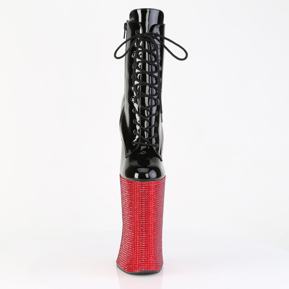 Pleaser Women's Platform Shoes FORBIDDEN-1020BEJ Blk Pat/Red RS