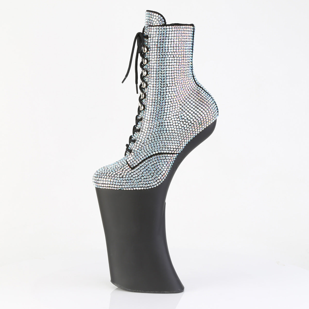 Pleaser Women's Platform Shoes FORBIDDEN-1020RS Slv AB RS/Blk Matte