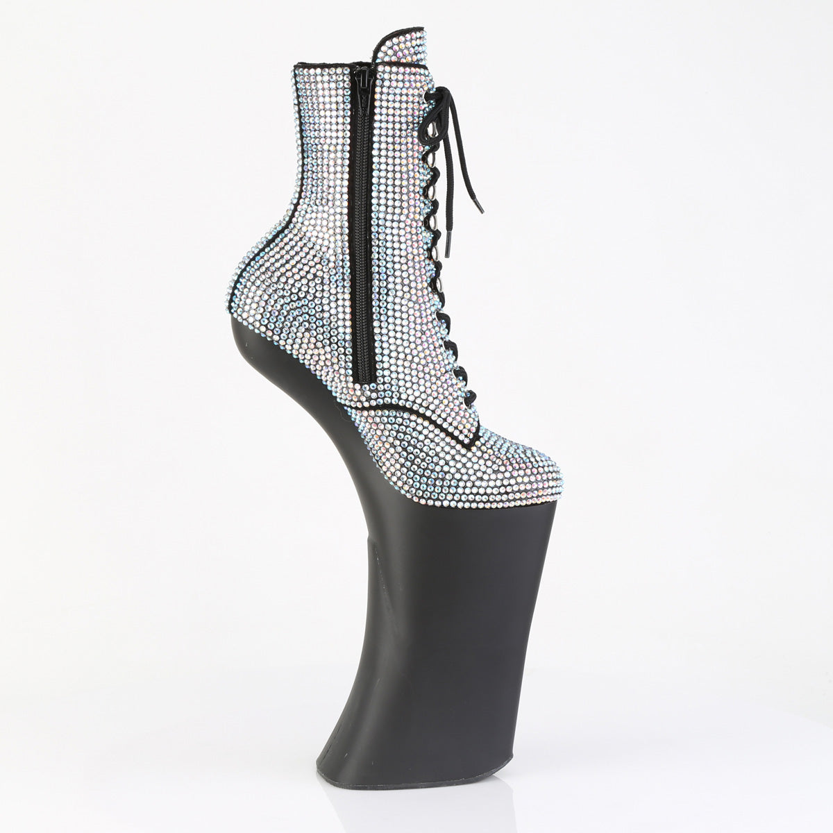 Pleaser Women's Platform Shoes FORBIDDEN-1020RS Slv AB RS/Blk Matte
