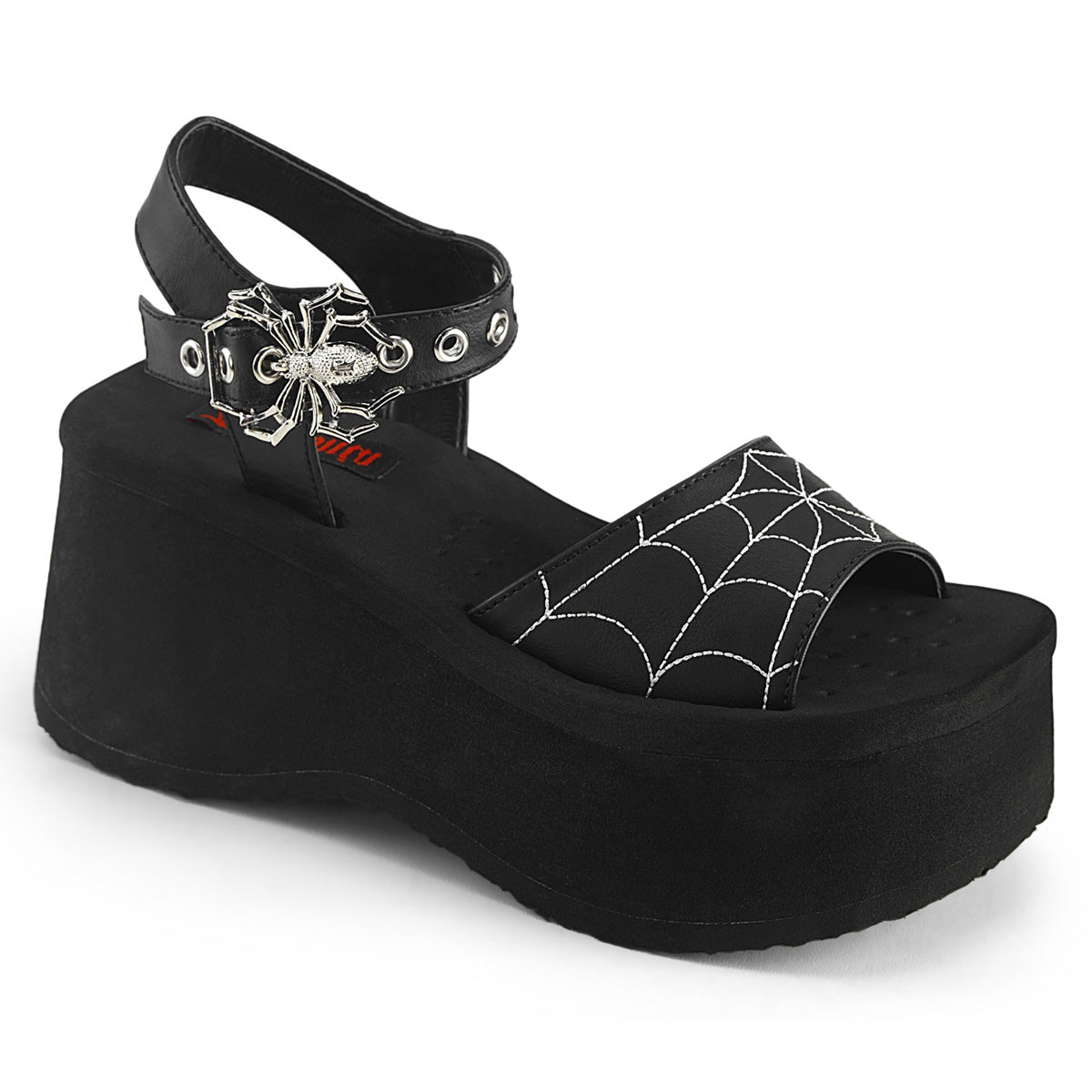 DemoniaCult Des sandales FUNN-10 cuir végétalien BLK