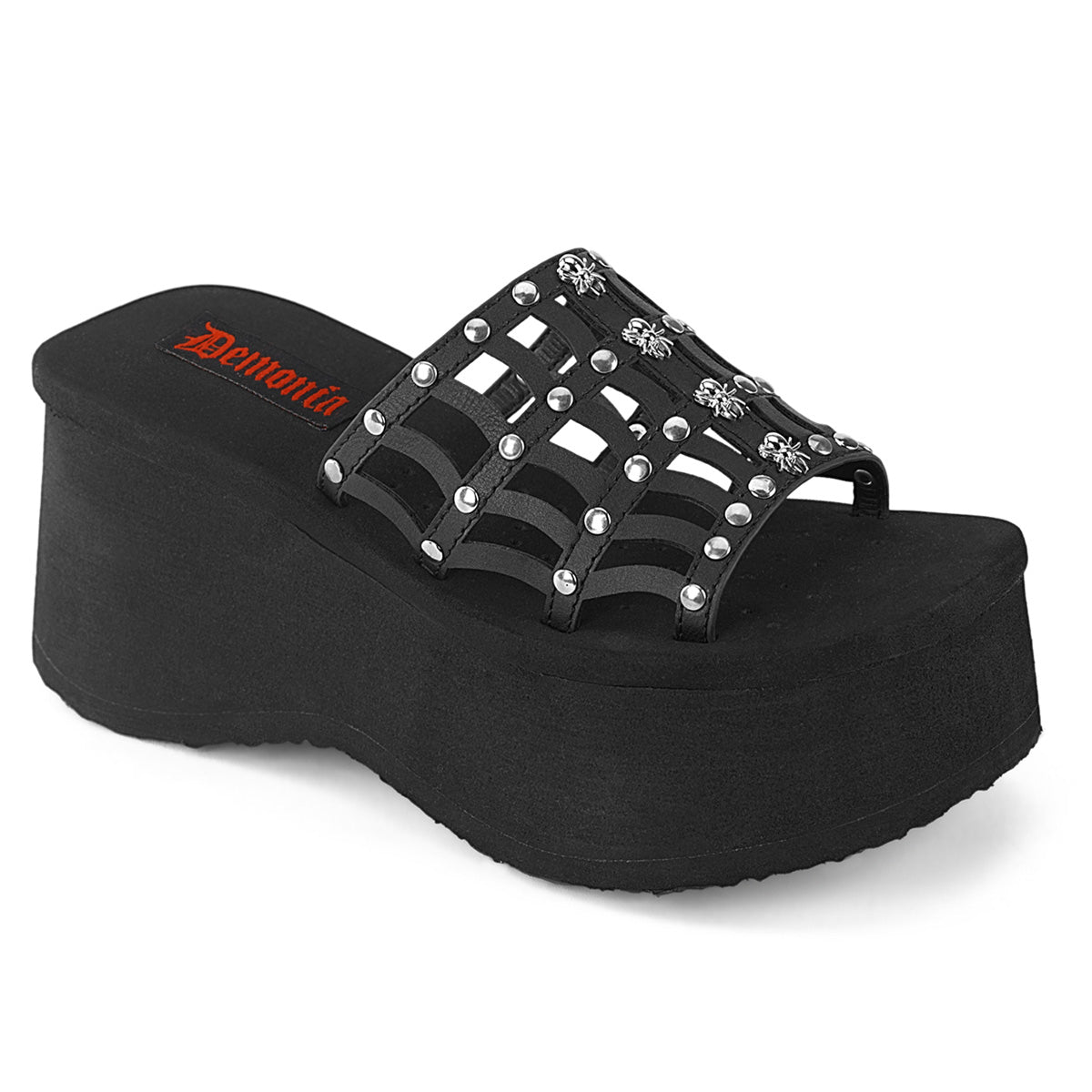 DemoniaCult Des sandales FUNN-13 Cuir végétalien BLK