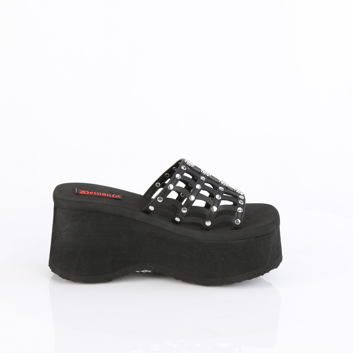 DemoniaCult Des sandales FUNN-13 Cuir végétalien BLK