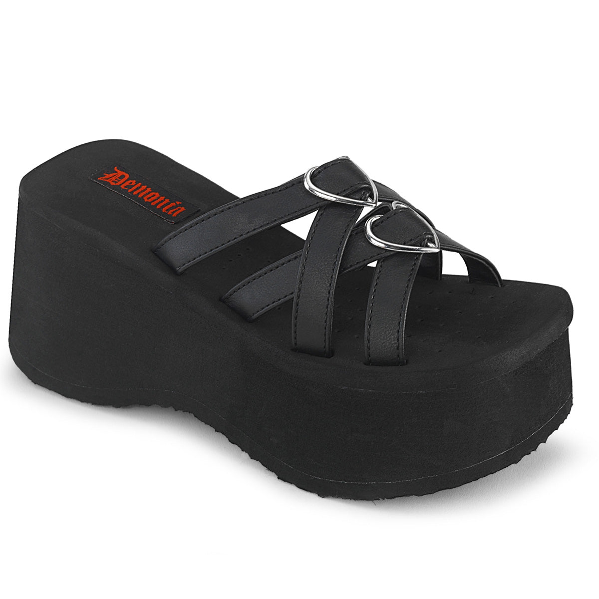 DemoniaCult Des sandales FUNN-15 Cuir végétalien BLK