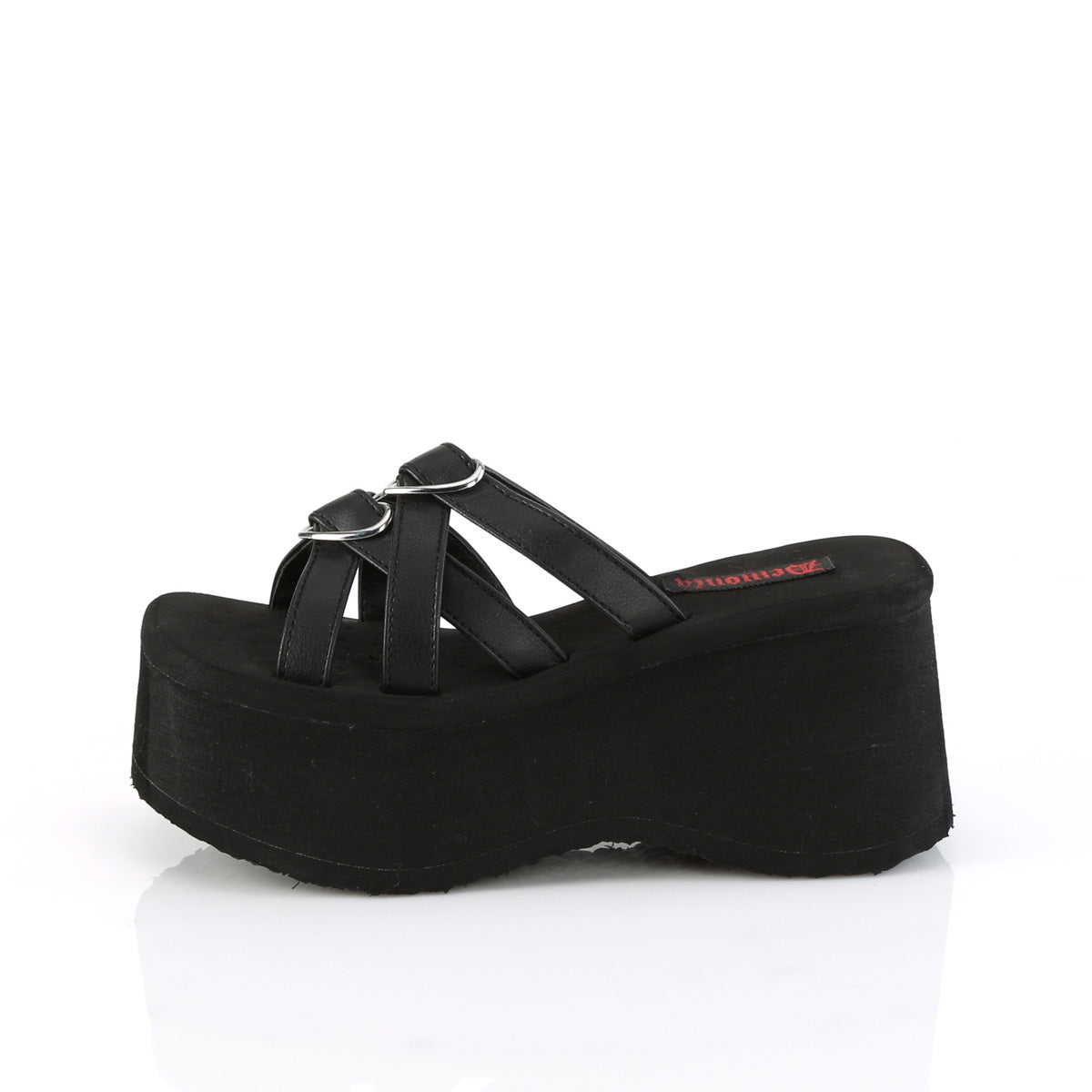 DemoniaCult Des sandales FUNN-15 Cuir végétalien BLK
