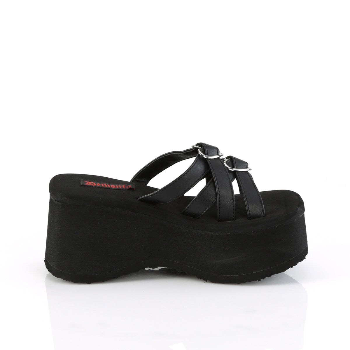 DemoniaCult Des sandales FUNN-15 Cuir végétalien BLK