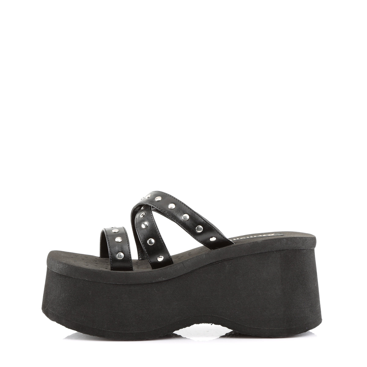 DemoniaCult Sandales féminines FUNN-19 Cuir végétalien BLK