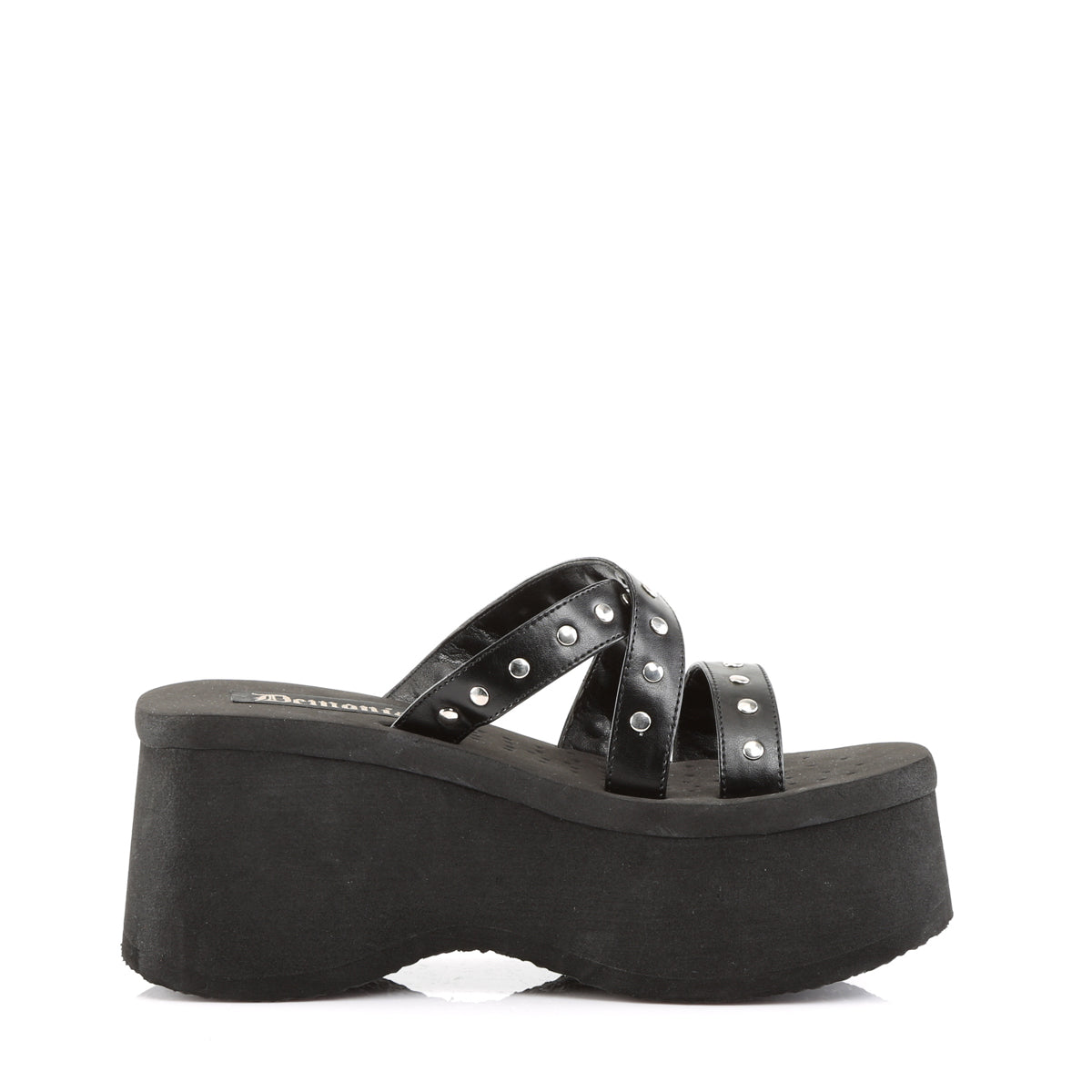 DemoniaCult Sandales féminines FUNN-19 Cuir végétalien BLK
