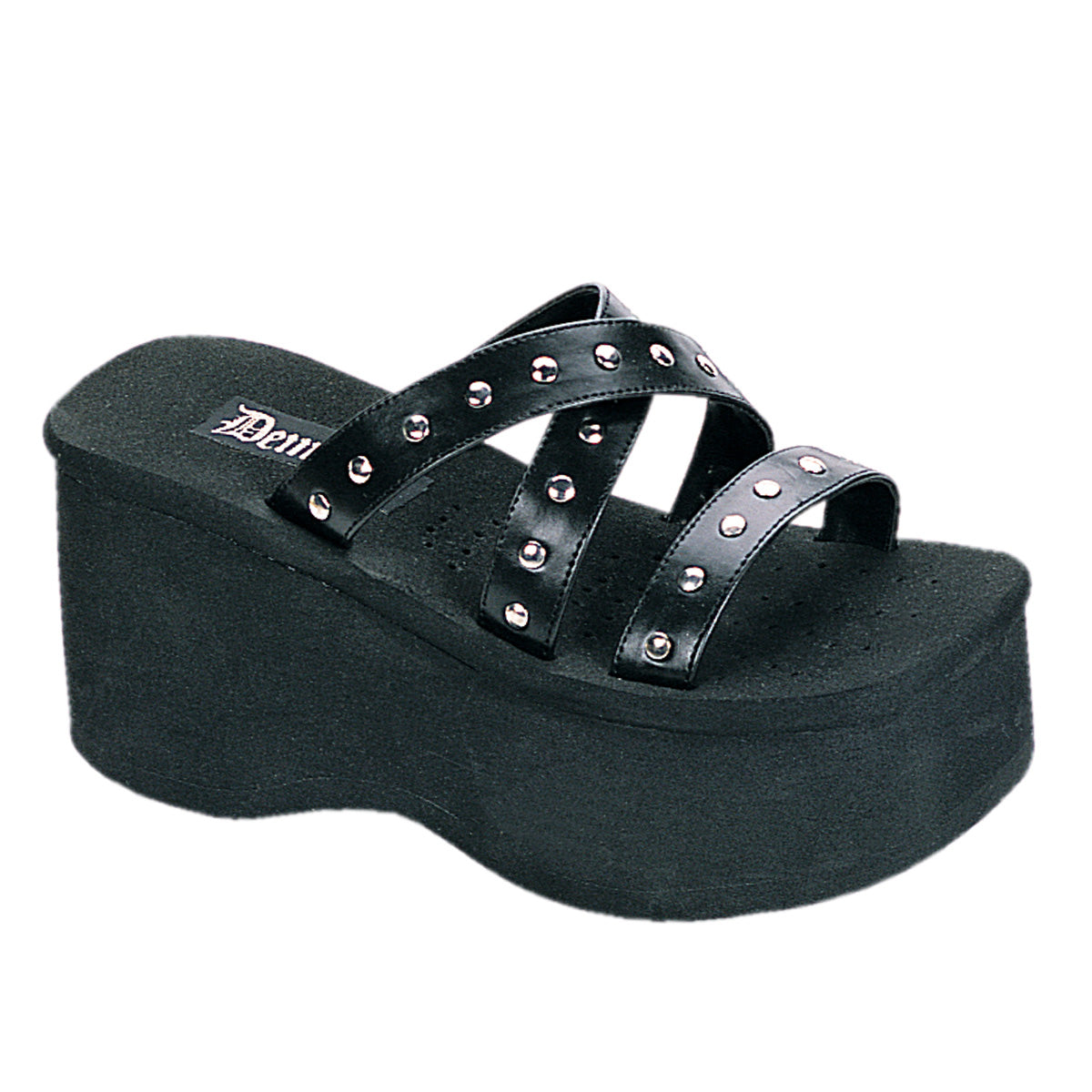 DemoniaCult Sandales féminines FUNN-19 Cuir végétalien BLK