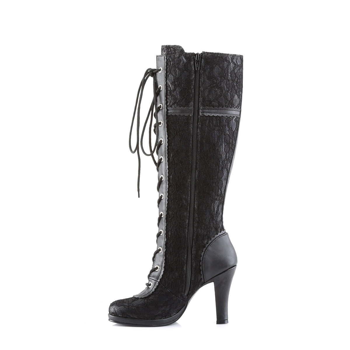 DemoniaCult Bottes de femmes GLAM-240 Blk Vegan Leather-Blk Rooking