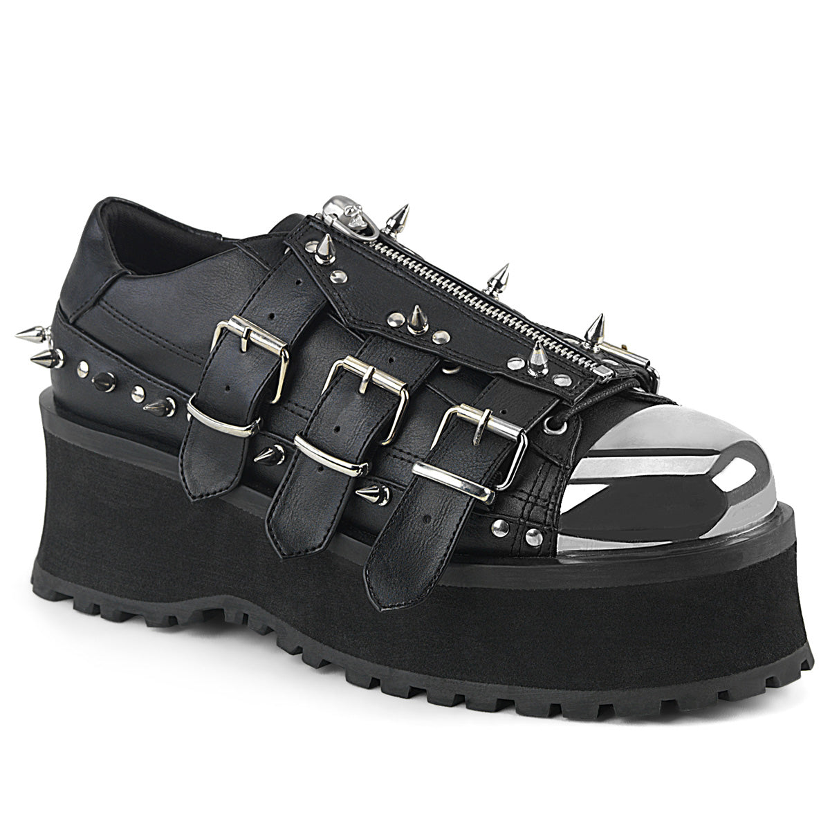DemoniaCult Bottes pour hommes GRAVEDIGGER-03 Cuir végétalien BLK