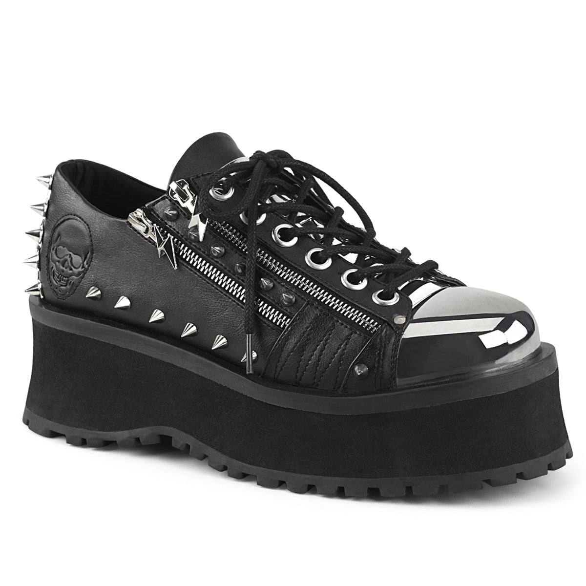 DemoniaCult Bottes pour hommes GRAVEDIGGER-04 Cuir végétalien BLK