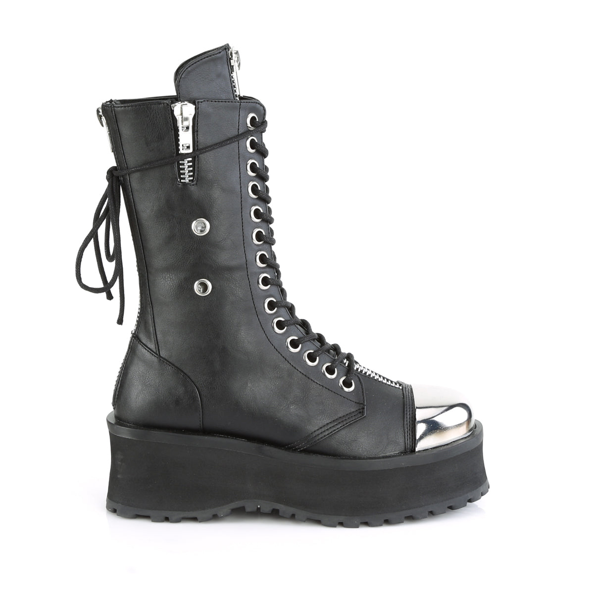 DemoniaCult Bottes pour hommes GRAVEDIGGER-14 Cuir végétalien BLK