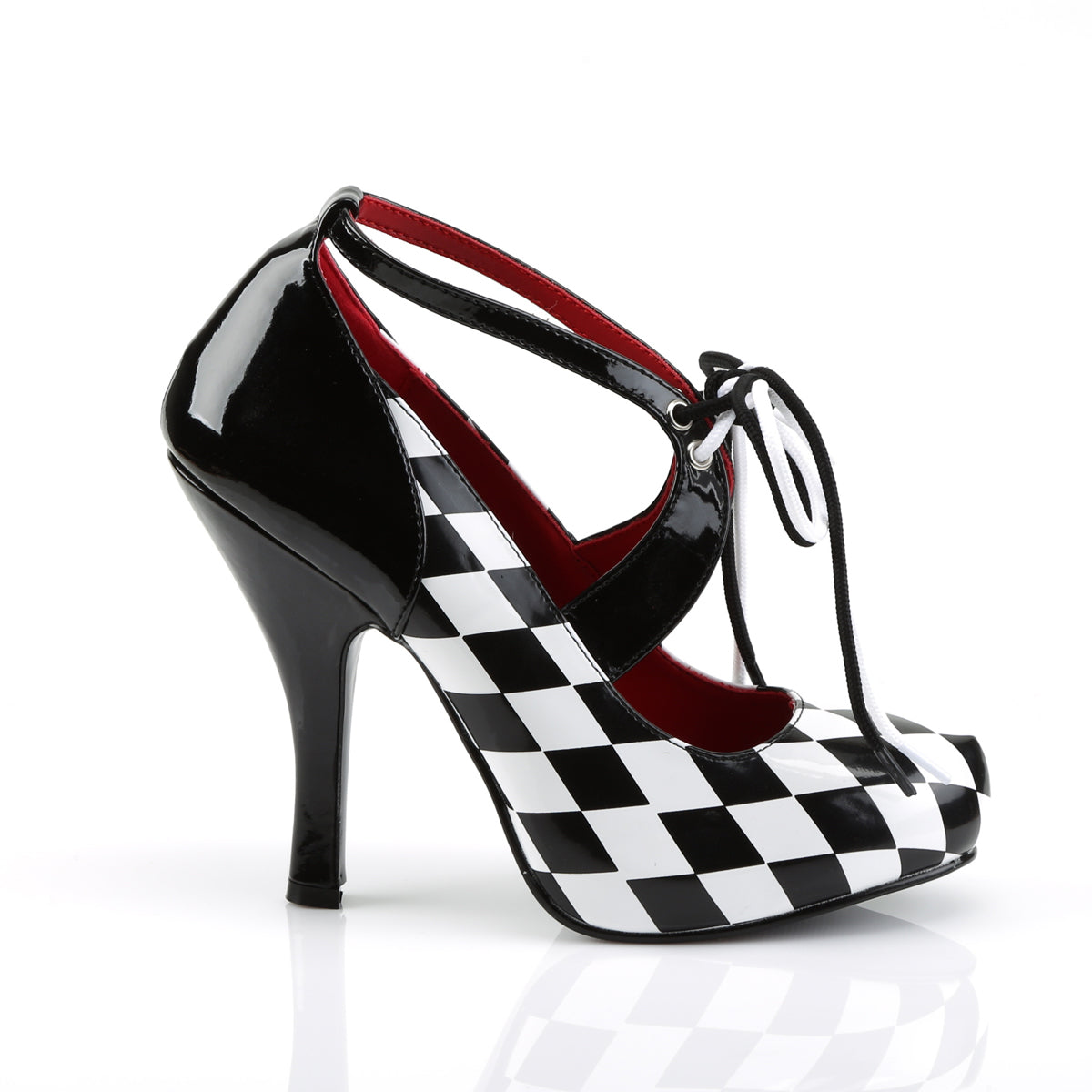 Funtasma Womens Pumps HARLEQUIN-03 Blk-Wht Pat-Checkers