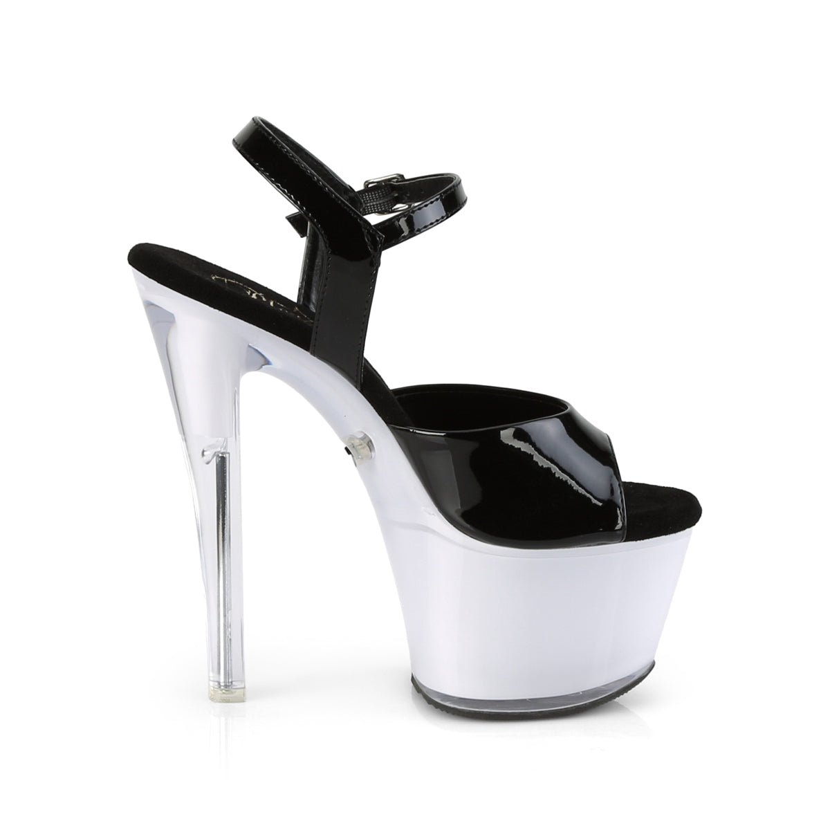 Pleaser Sandales pour femmes ILLUMINATOR-709 BLK PAT / GLOW WHITE