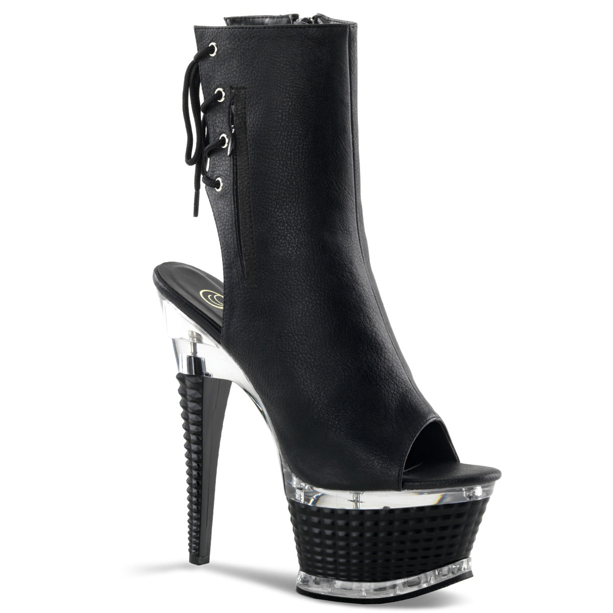 Pleaser Bottines pour femmes ILLUSION-1018 BLK FAUX CUIR / BLK MATTE