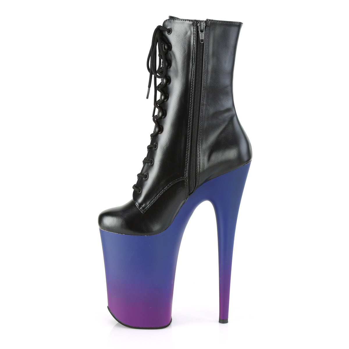 Pleaser Bottines pour femmes INFINITY-1020bp Blk Faux Cuir / Blue-Purple Ombre