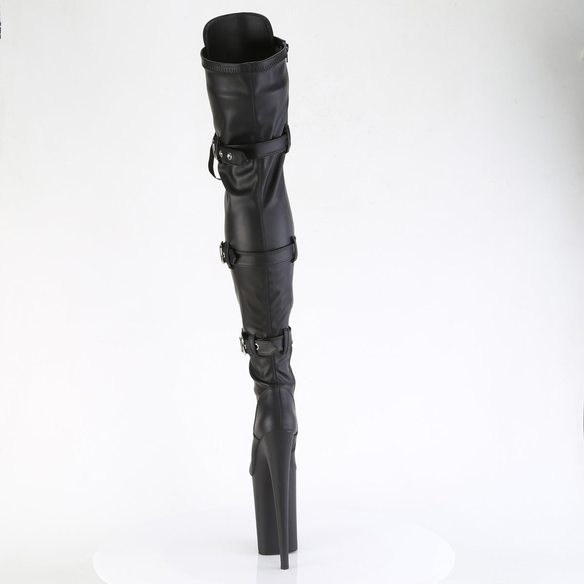 Pleaser INFINITY-3028 Blk Str Faux Le/Blk Matte