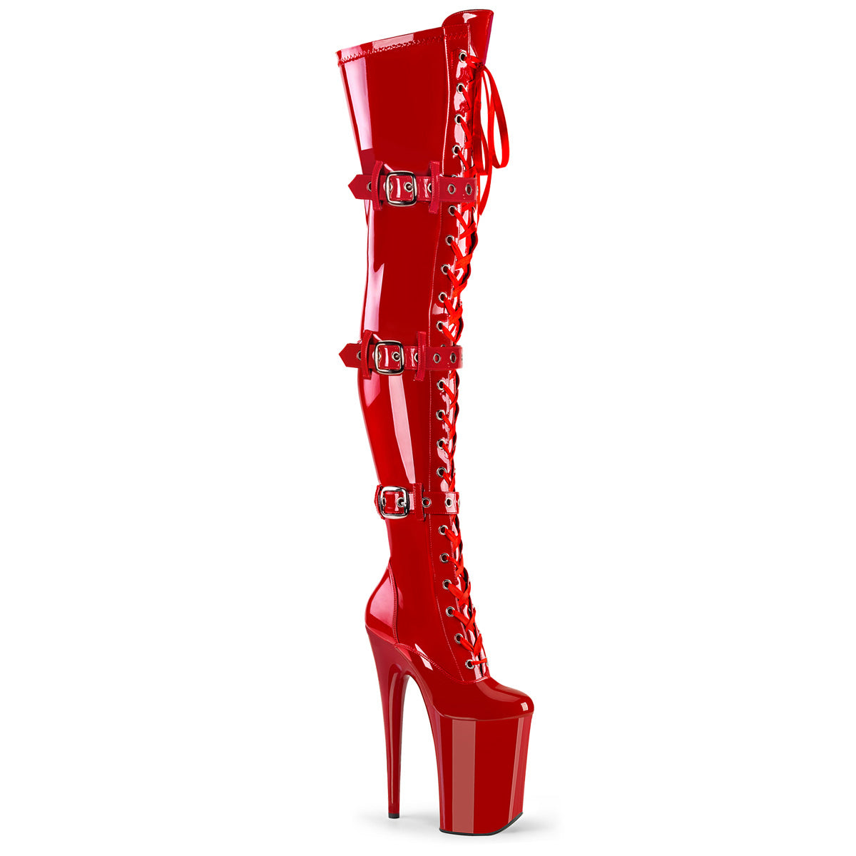 Pleaser Women's Platform Shoes INFINITY-3028 Red Str Pat/Red