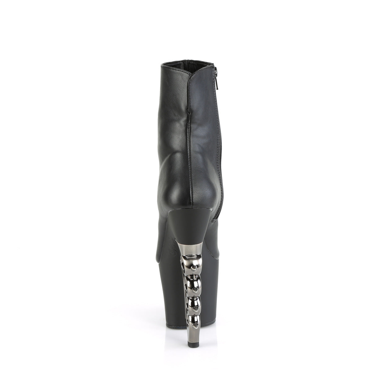 Pleaser Sandales pour femmes IRONGRIP-1042 BLK FAUX CUIR / BLK MATTE-SLV brossé