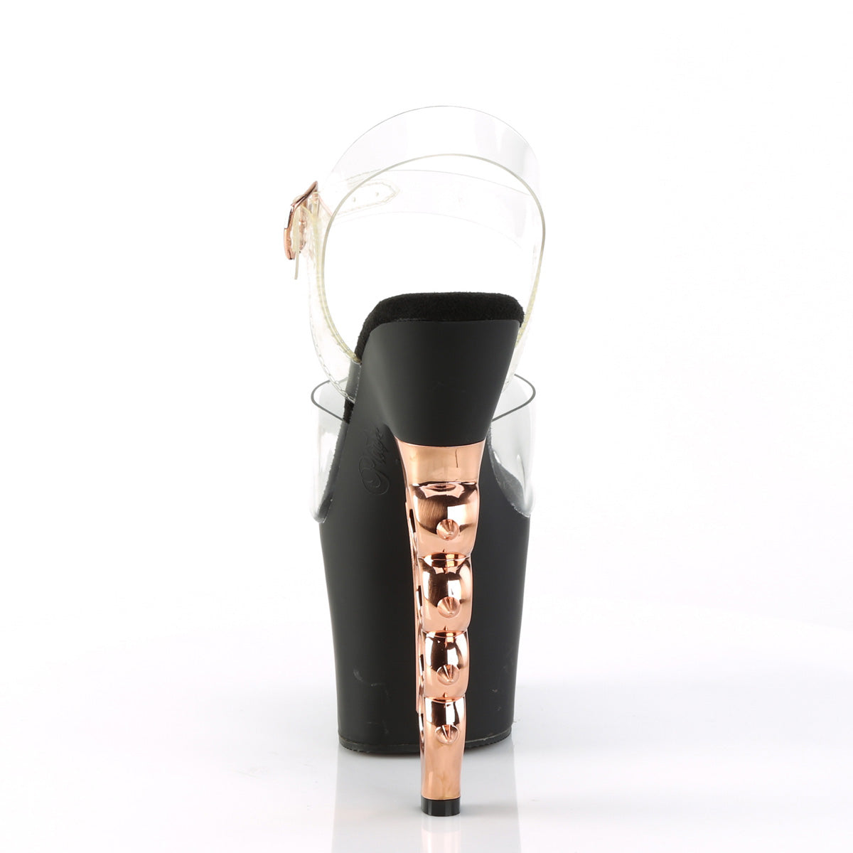 Pleaser Womens Sandals IRONGRIP-708 Clr/Blk Matte-Copper Brushed