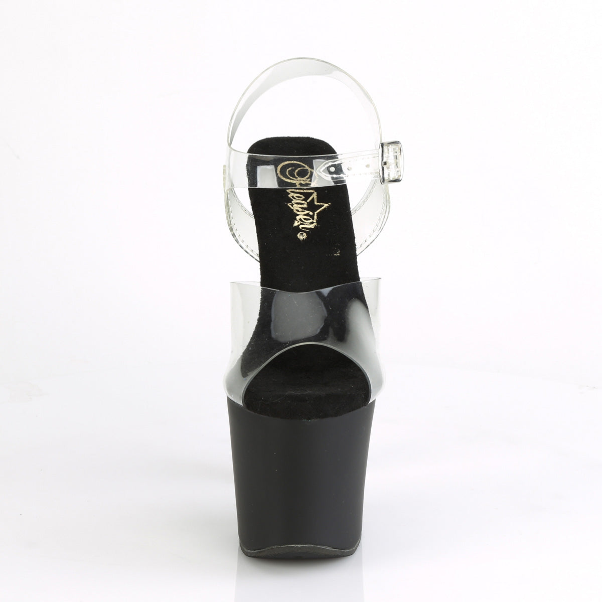 Pleaser Sandales pour femmes IRONGRIP-708 CLR / BLK MATTE-SLV brossé