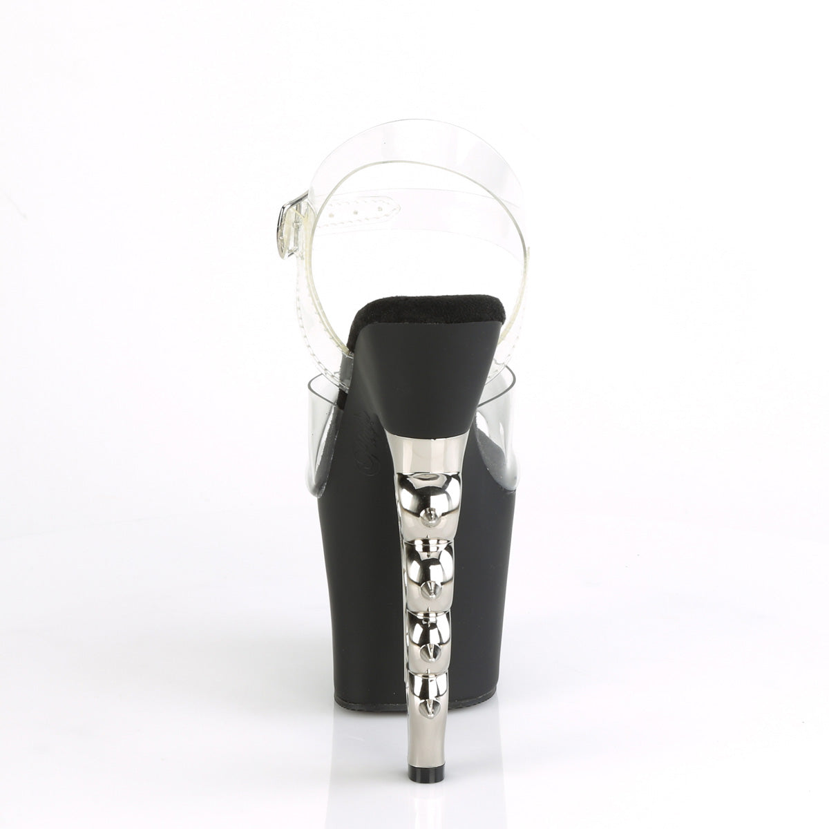Pleaser Sandales pour femmes IRONGRIP-708 CLR / BLK MATTE-SLV brossé