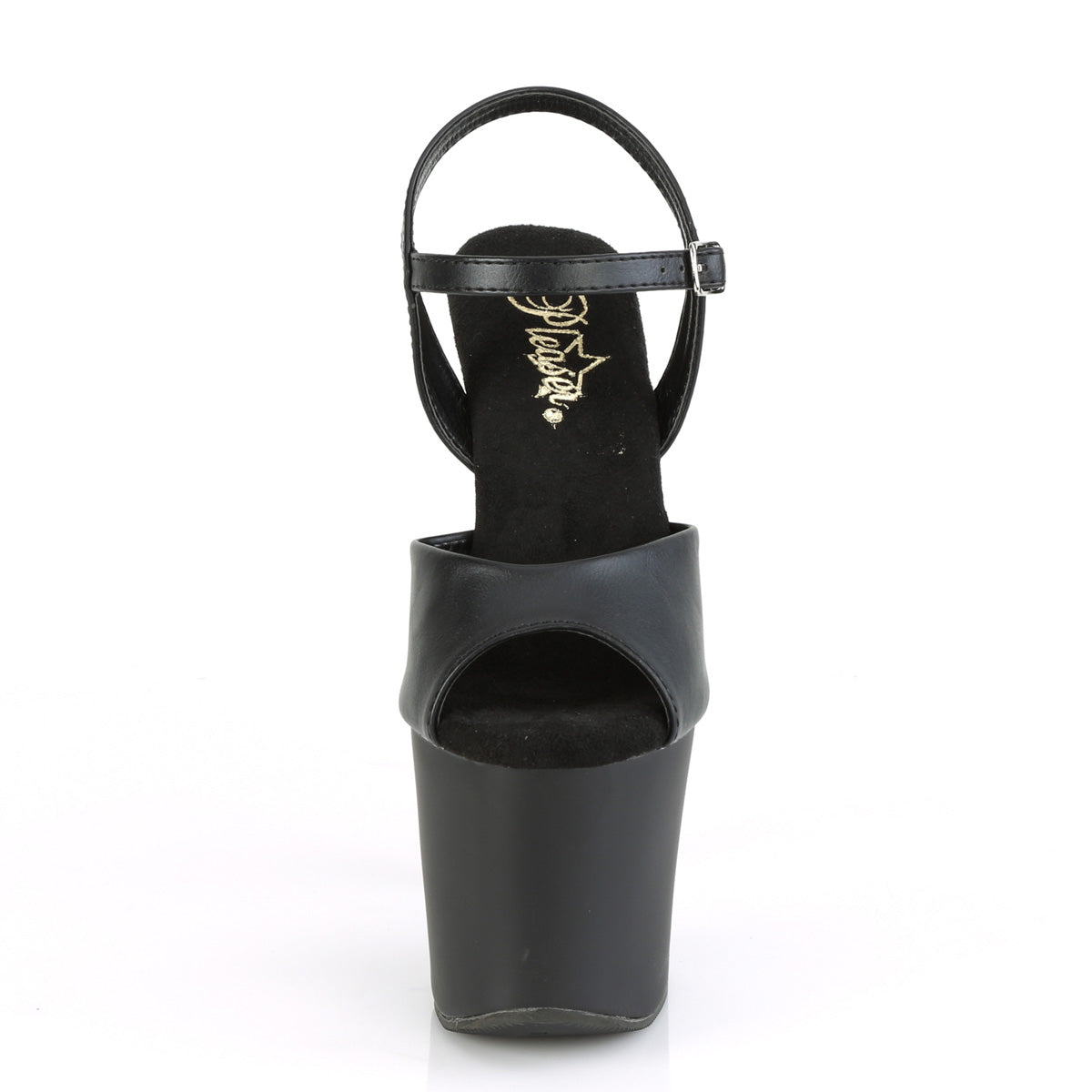 Pleaser Sandales pour femmes IRONGRIP-709 Blk F.Leather / BLK Matte-SLV brossé