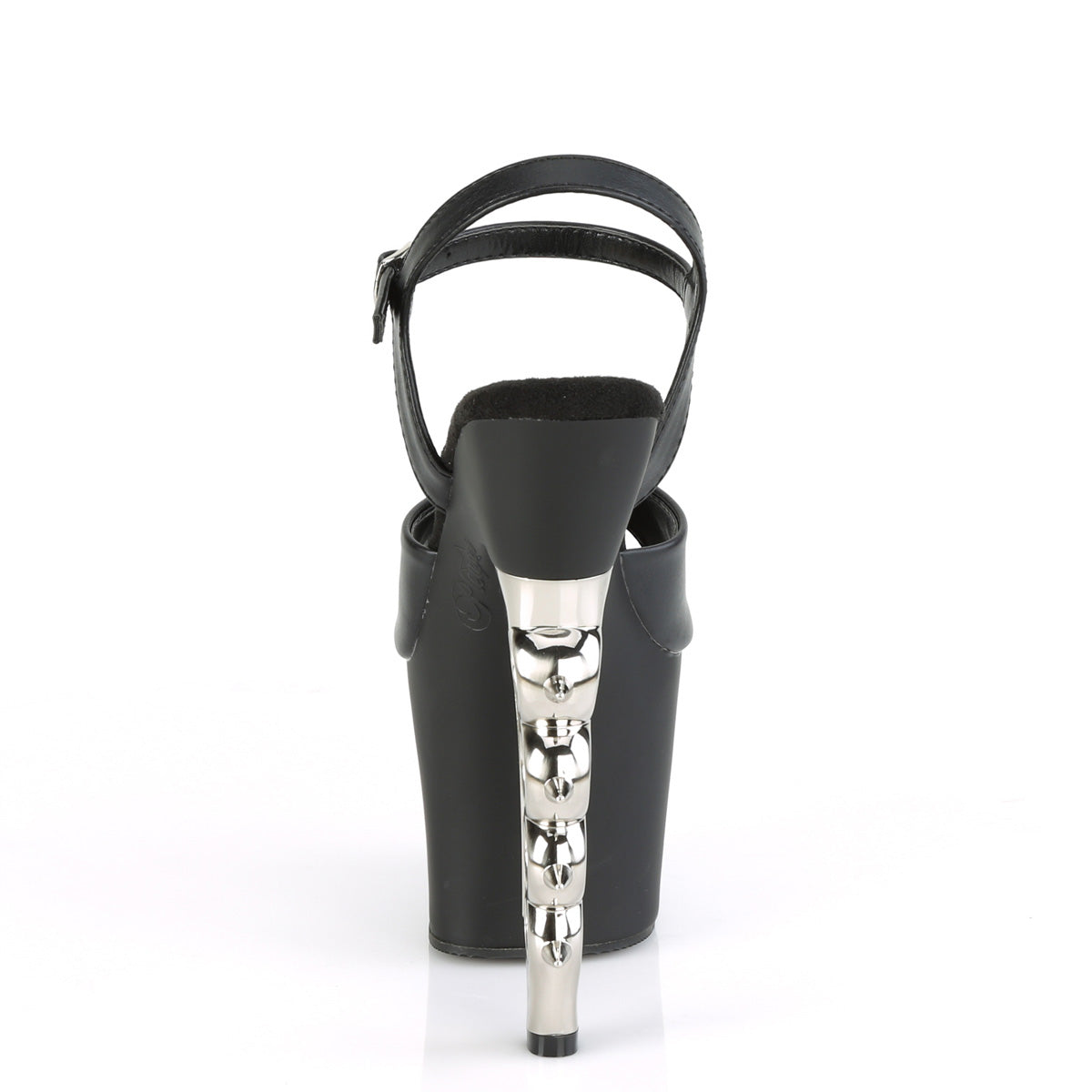 Pleaser Sandales pour femmes IRONGRIP-709 Blk F.Leather / BLK Matte-SLV brossé