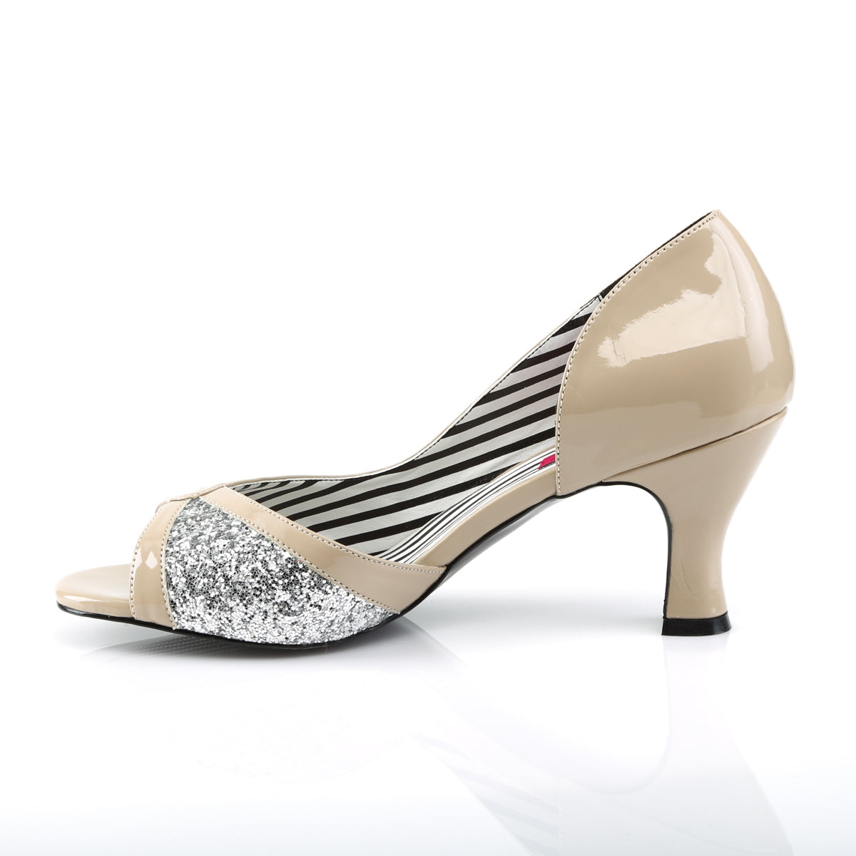 Pleaser Pink Label Pompes pour femmes JENNA-03 Glitter Pat-Silver Cream