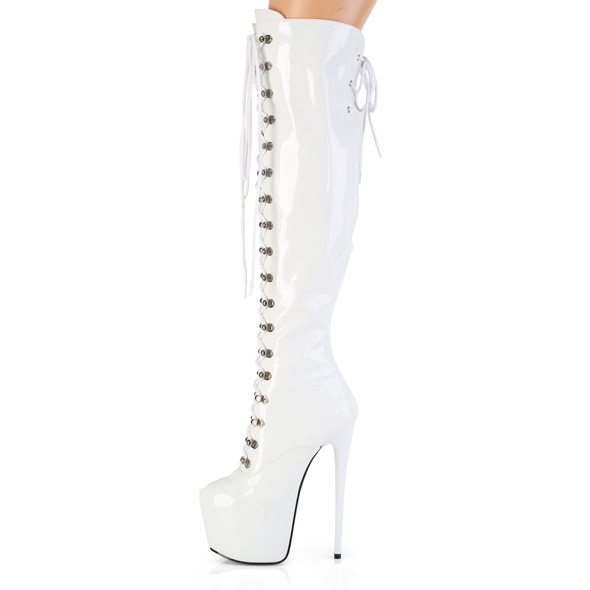 Pleaser Women's Platform Shoes JUBILANT-3012 Wht Str. Pat