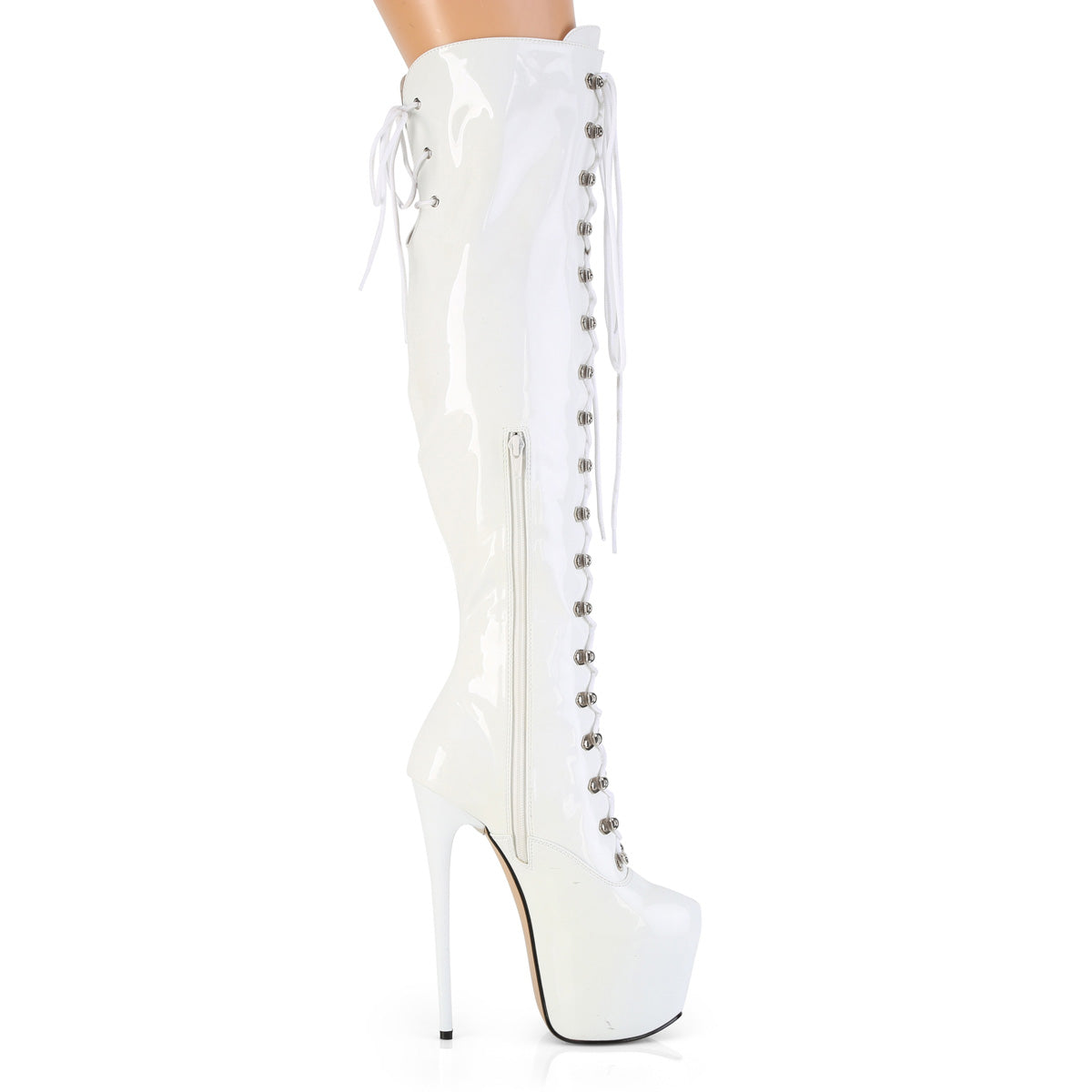 Pleaser Women's Platform Shoes JUBILANT-3012 Wht Str. Pat