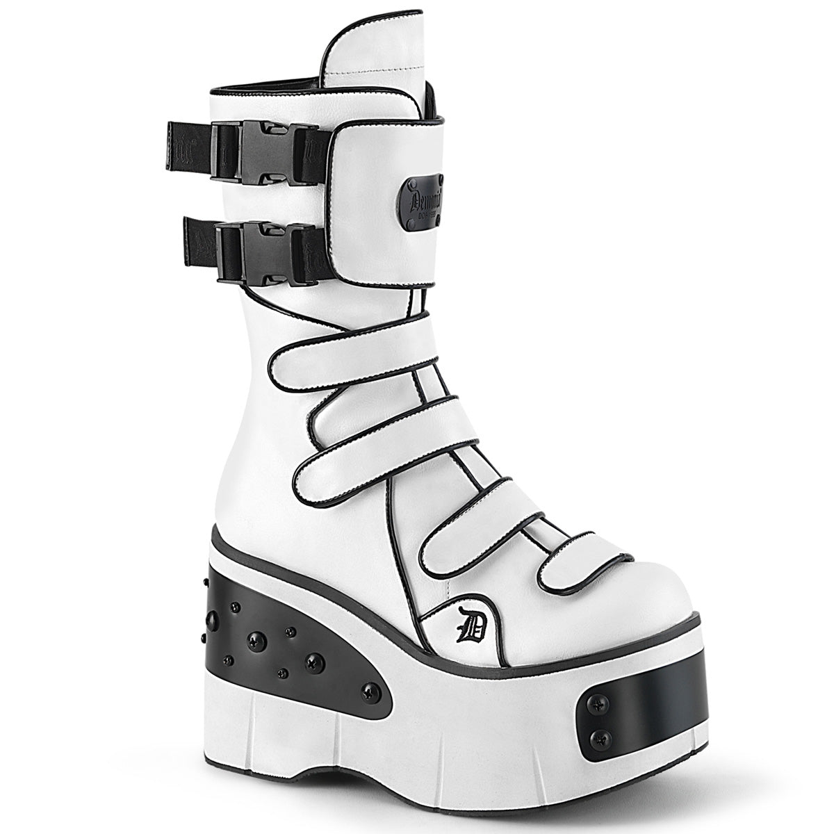 DemoniaCult Boots KERA-108 Wht Vegan Leather