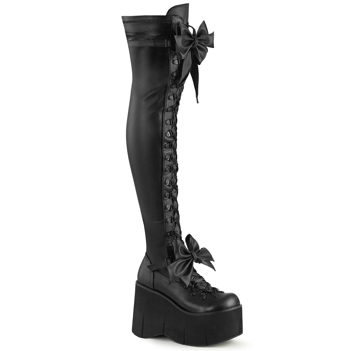 DemoniaCult Bottes de femmes KERA-303 Cuir végétalien BLK Stretch