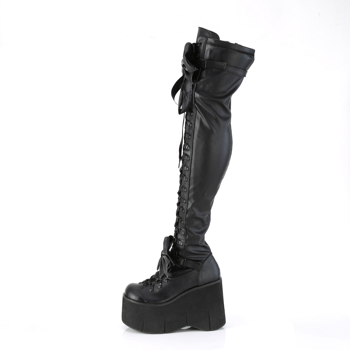 DemoniaCult Bottes de femmes KERA-303 Cuir végétalien BLK Stretch