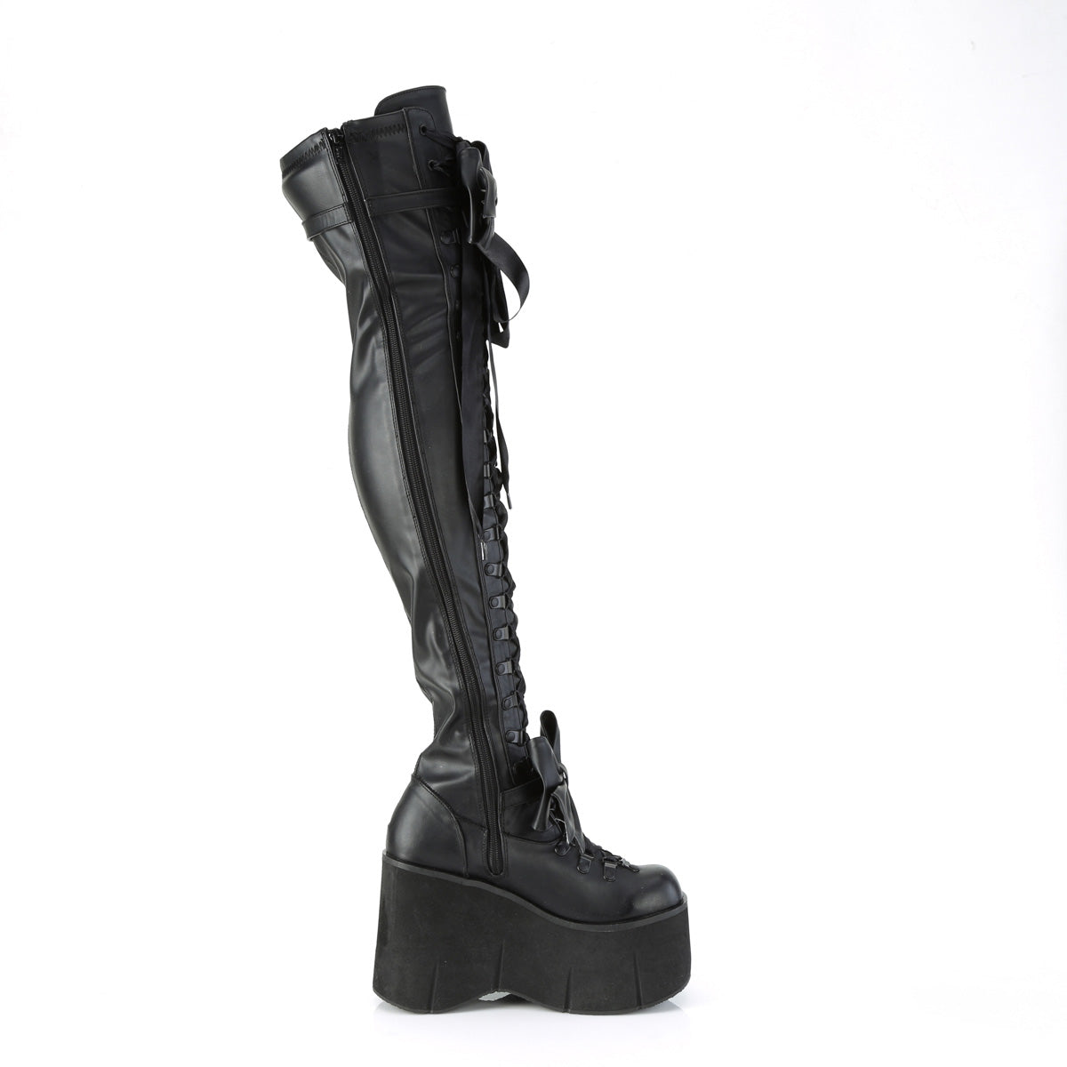 DemoniaCult Bottes de femmes KERA-303 Cuir végétalien BLK Stretch