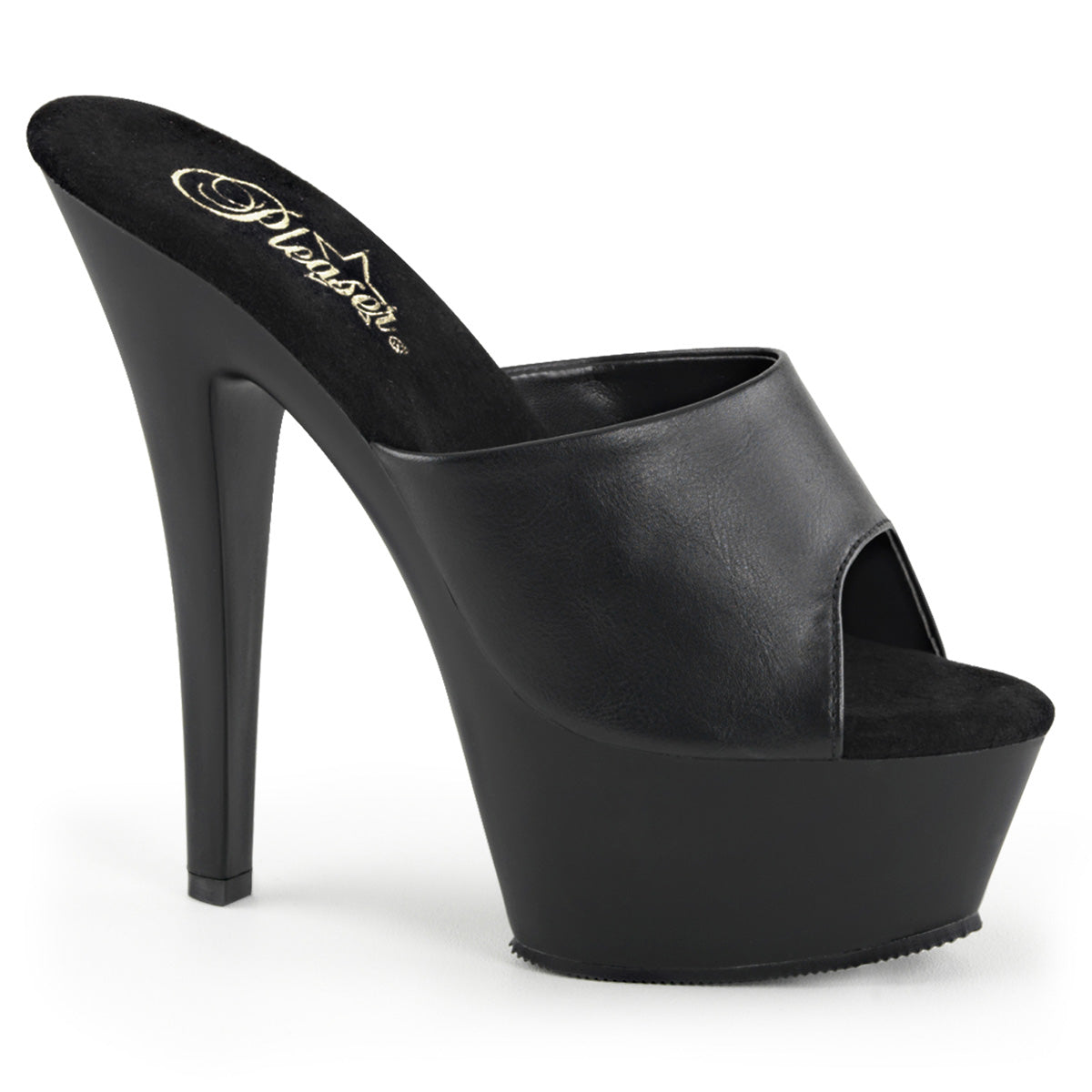 Pleaser Sandales pour femmes KISS-201 BLK FAUX CUIR / BLK MATTE
